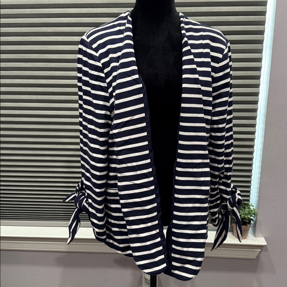 Navy and White Striped Blazer